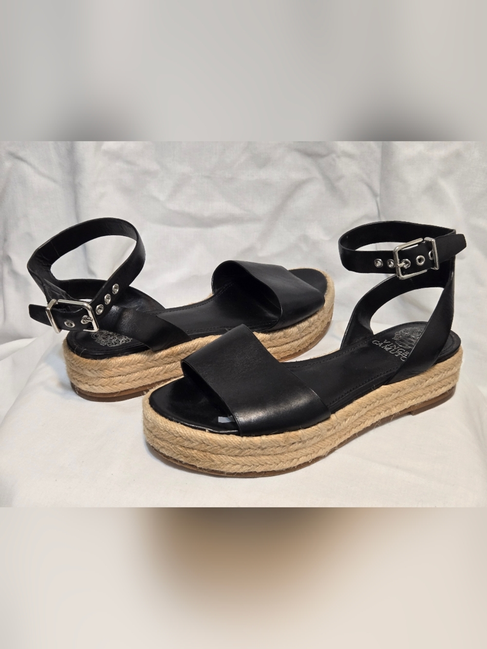 Vince Camuto Womens Espadrille Sandals Black Sz 7M